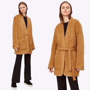 $1095 Helmut Lang boxy shaggy wool coat